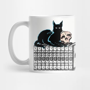 Black cat loves books Mug